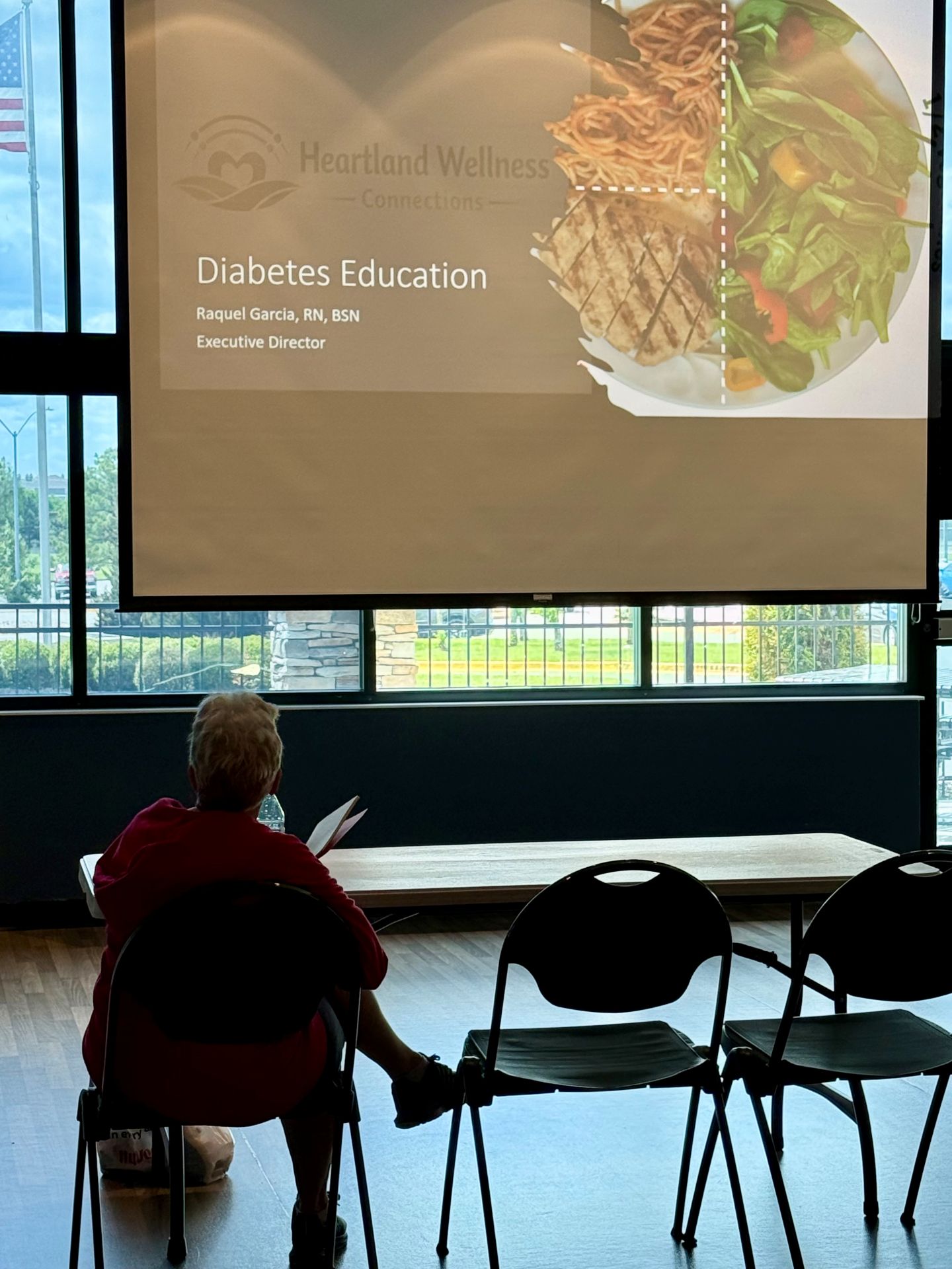 projector screen showing Diabetes Education powerpoint