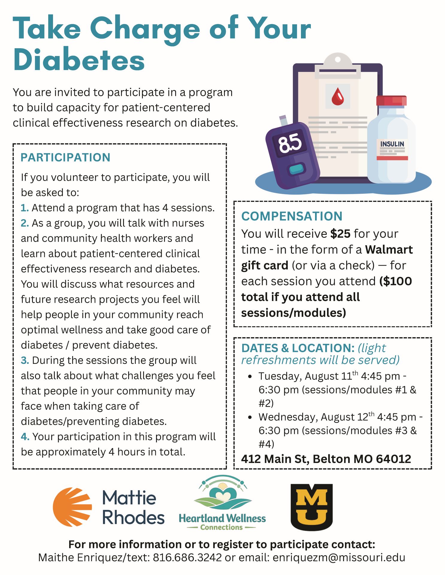 Flyer with information in English