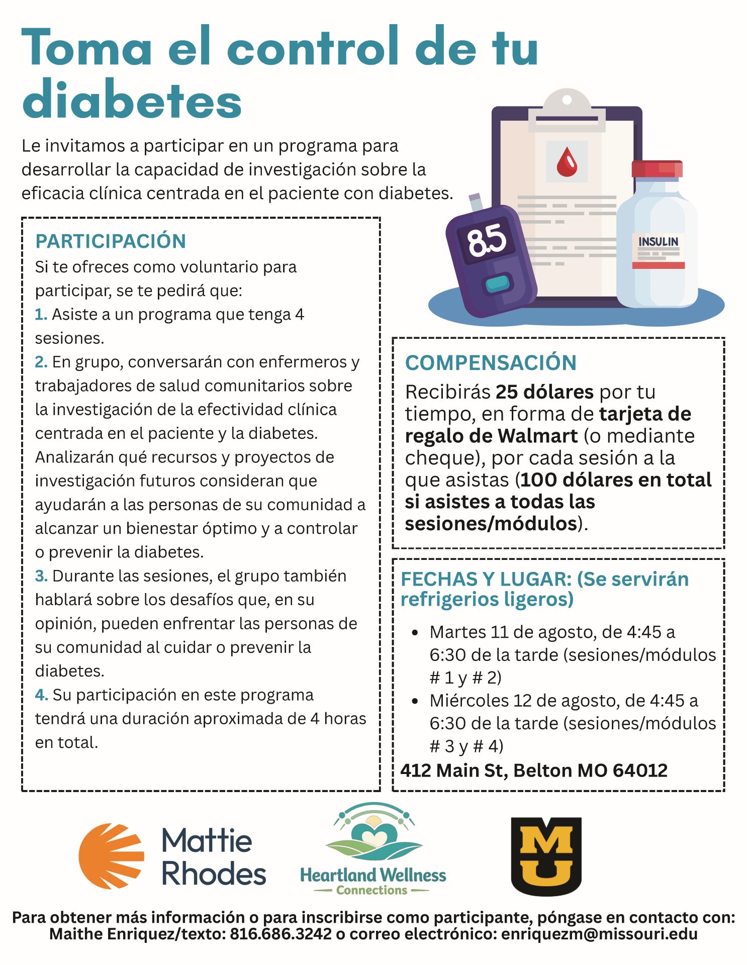 Flyer with information in Spanish